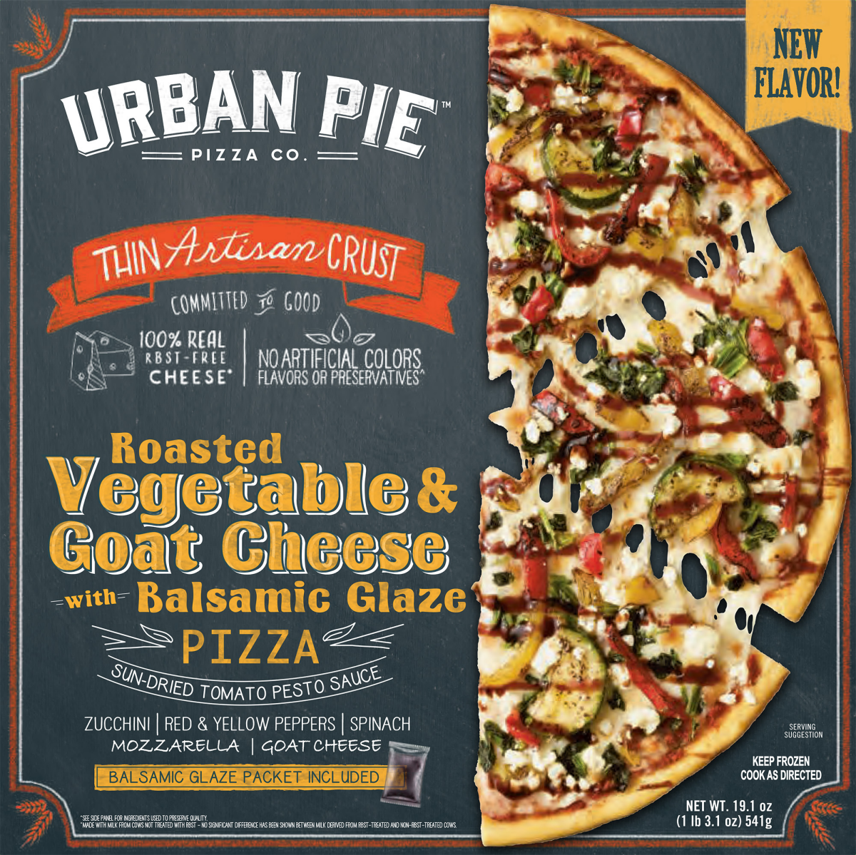 slide 1 of 1, Urban Pie Pizza Co. Thin Artisan Crust Roasted Vegetable & Goat Cheese Pizza with Balsamic Glaze 19.1 oz, 19.1 oz