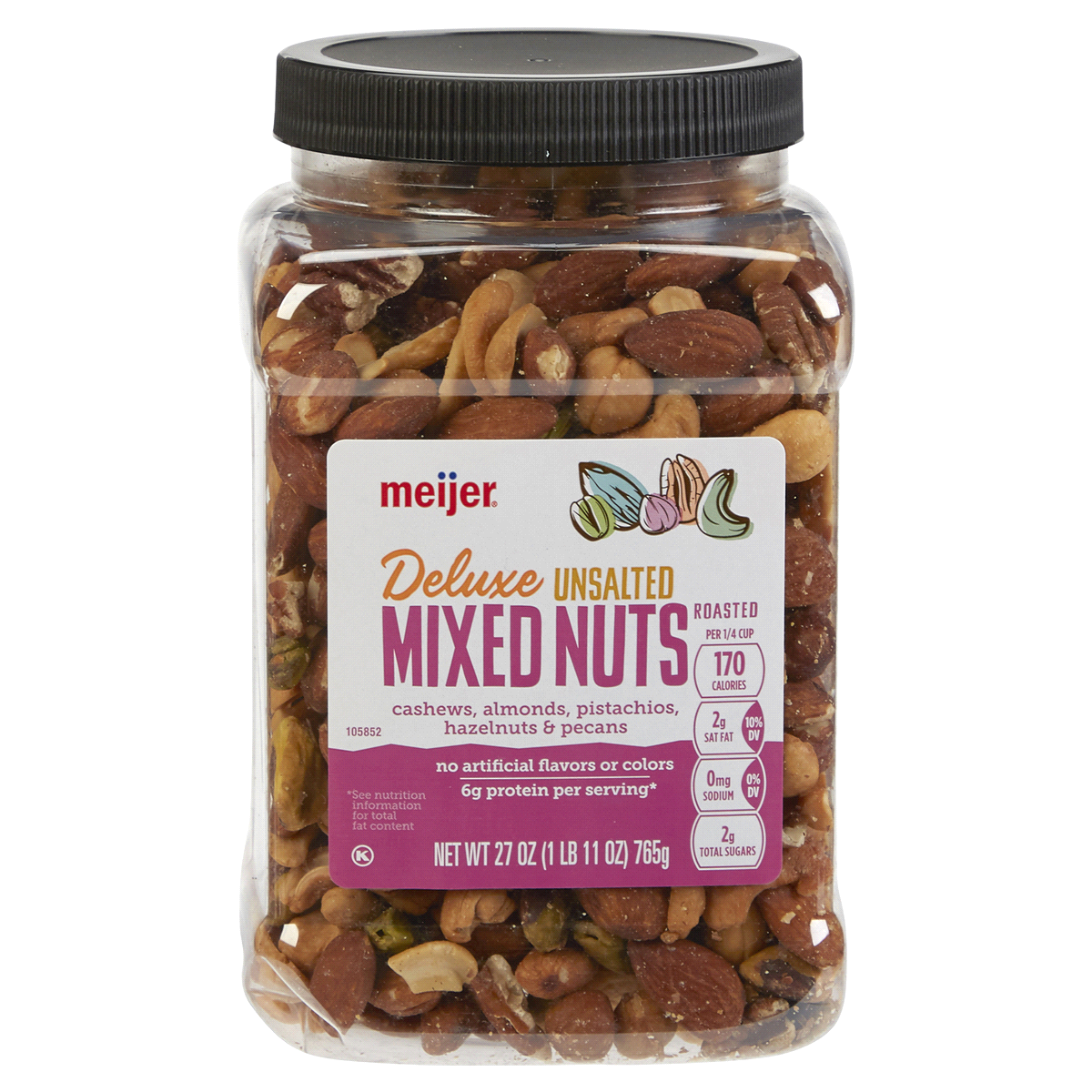 slide 1 of 5, Meijer Deluxe Unsalted Mixed Roasted Nuts, 27 oz