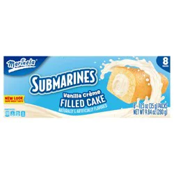 Marinela Submarines Vanilla Crème Filled Cakes, 8 packs, 9.84 oz