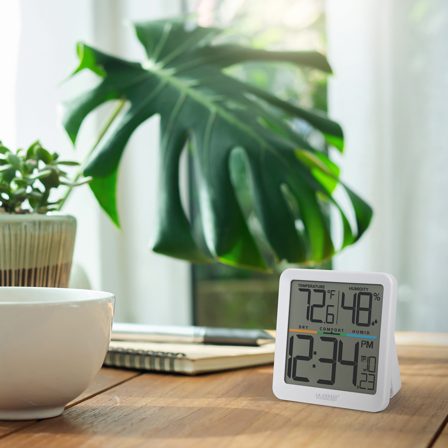 slide 4 of 4, 3" Indoor Comfort Meter with Time & Date, 1 ct