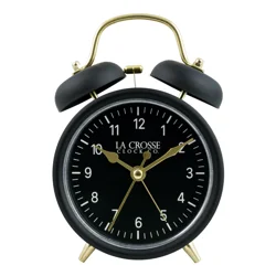 La Crosse Clock Company Twin Bell Alarm Clock - Black