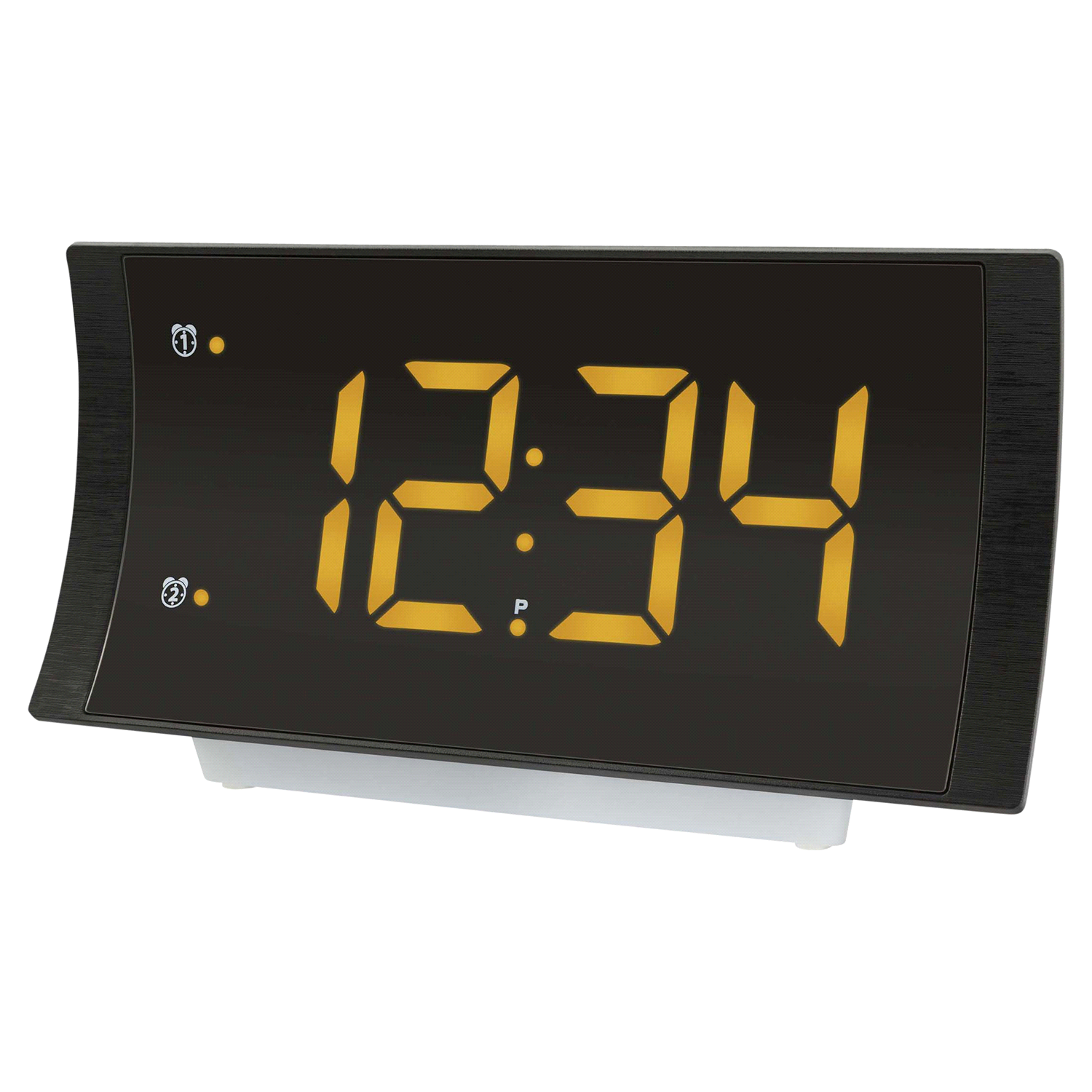 slide 4 of 5, LA CROSSE Curved Amber Led Alarm Clock Radio, 1 ct