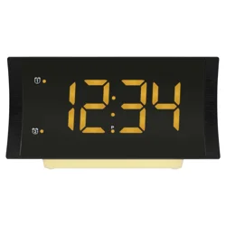 LA CROSSE Curved Amber Led Alarm Clock Radio