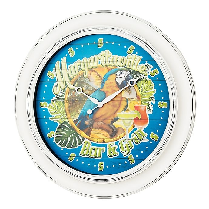 slide 4 of 6, Margaritaville Bar & Grill Indoor/Outdoor Wall Clock, 26 in