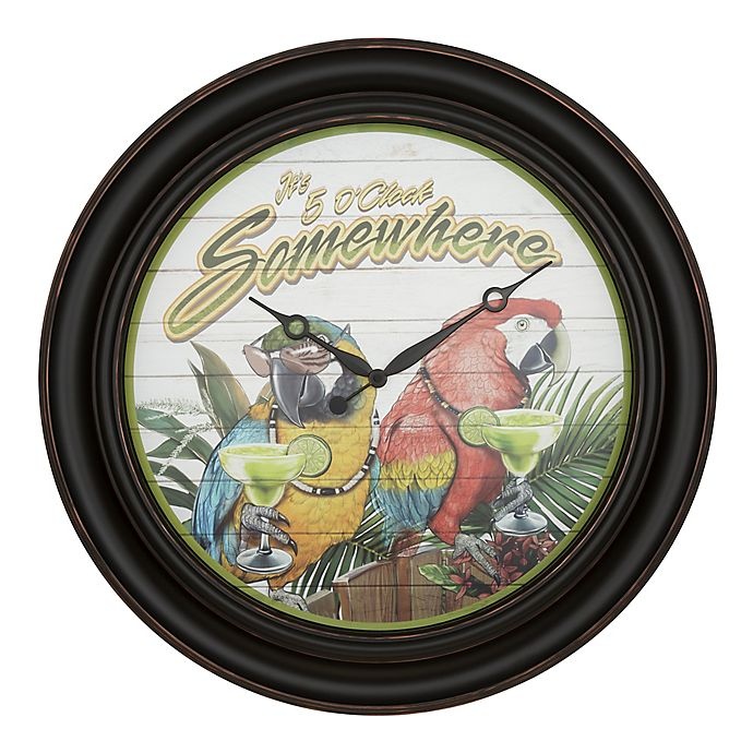 slide 5 of 5, Margaritaville Its 5 O'Clock Somewhere Wall Clock, 26 in