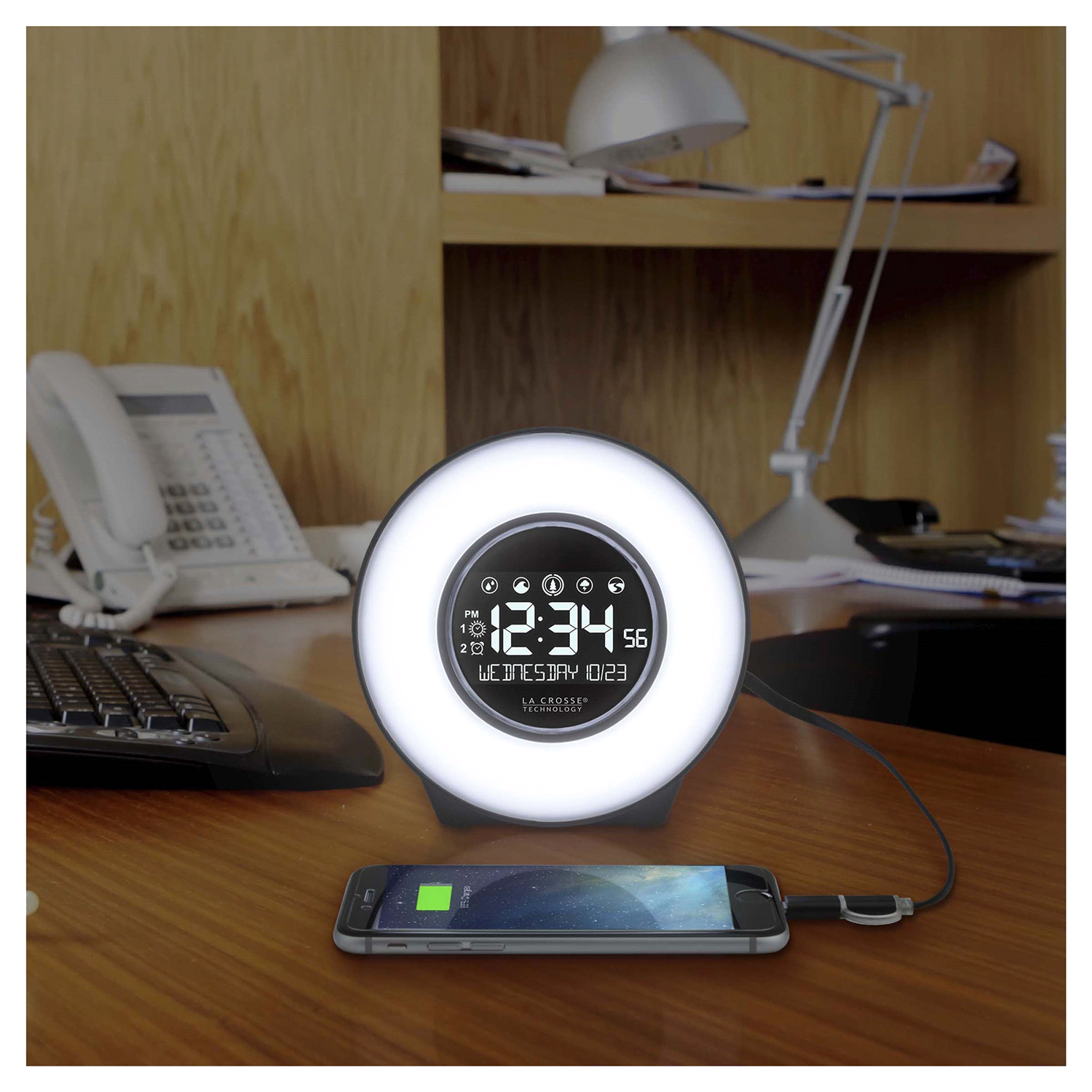 slide 5 of 5, LA CROSSE Mood Light Alarm Clock with Nature Sounds, 1 ct