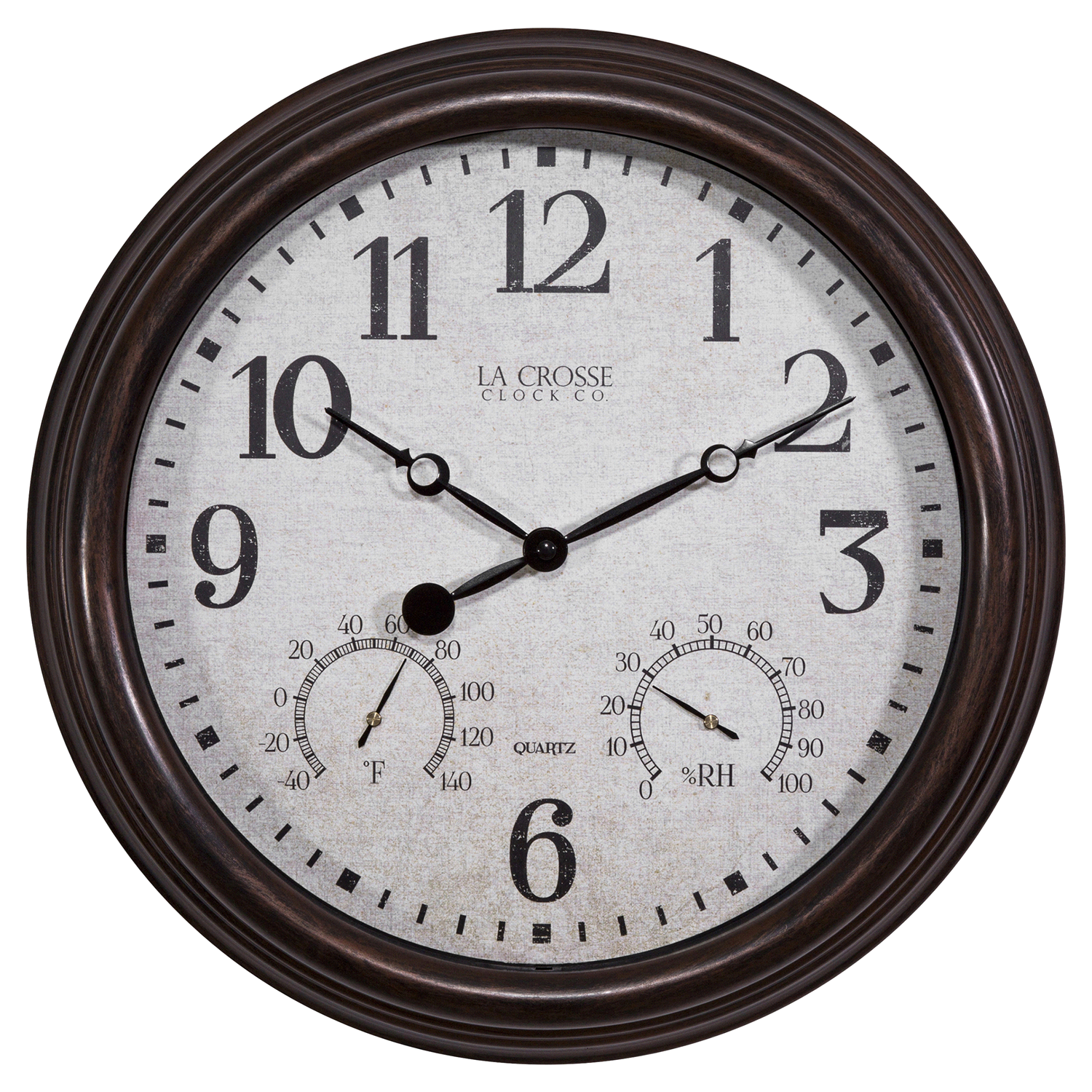 slide 2 of 3, 15" Indoor / Outdoor Wall Clock with Temperature and Humidity, 15 in