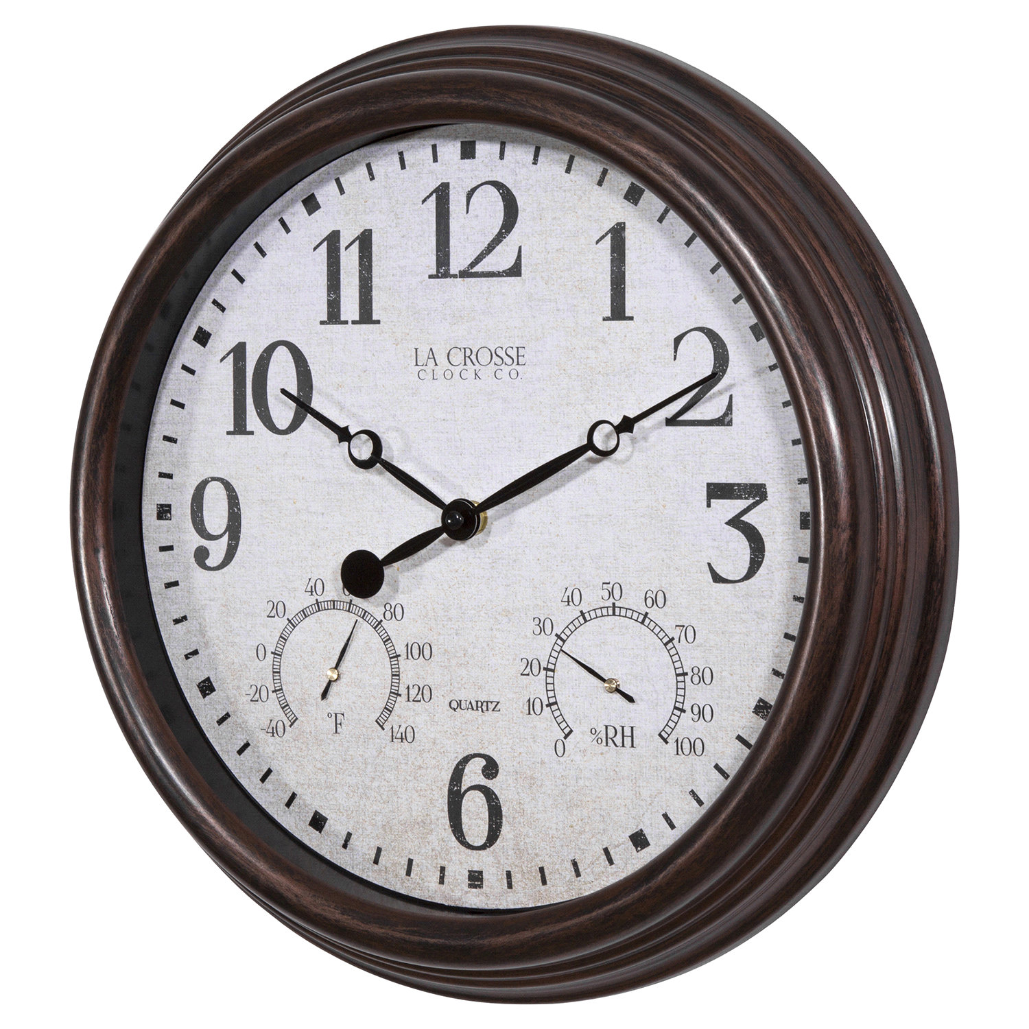 slide 3 of 3, 15" Indoor / Outdoor Wall Clock with Temperature and Humidity, 15 in