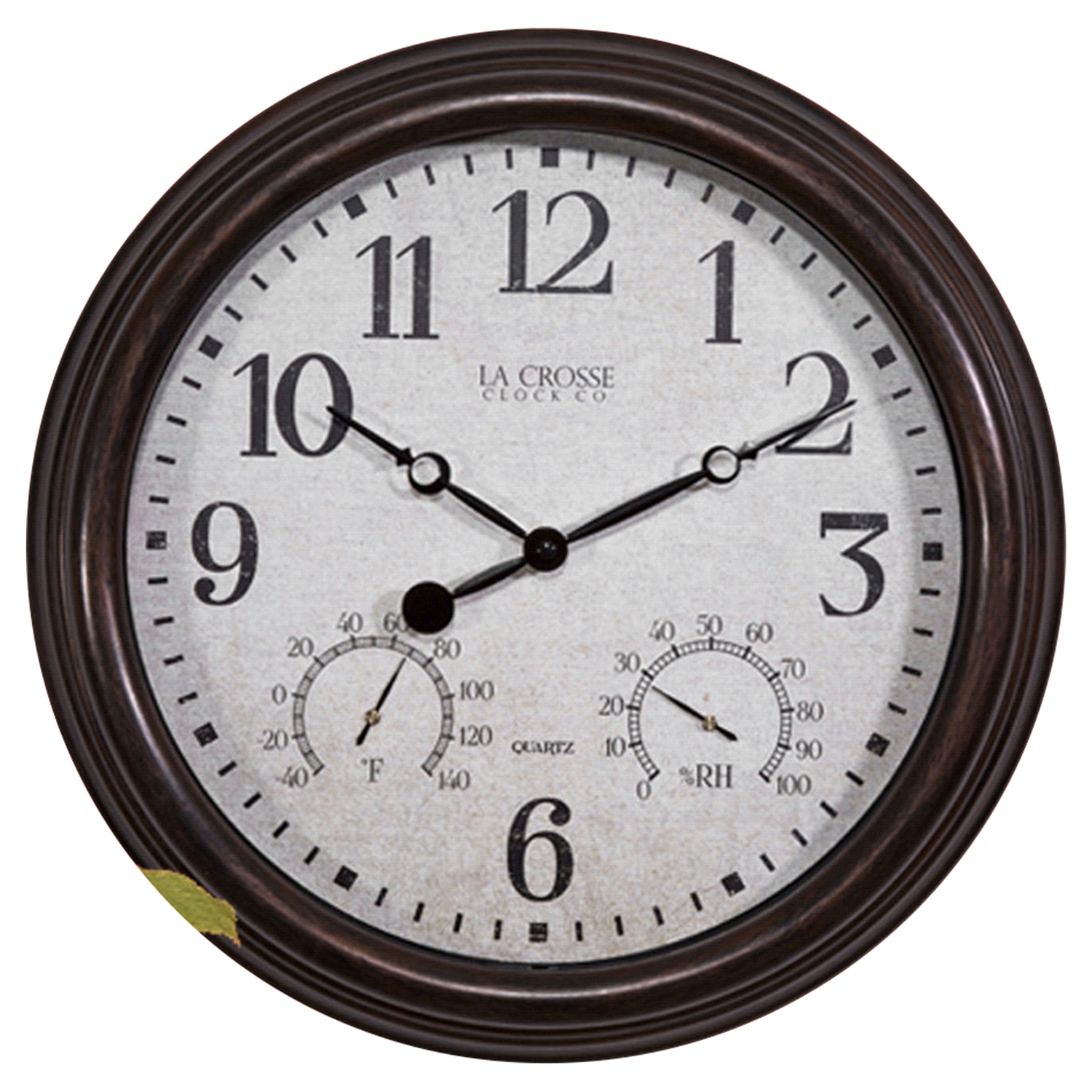 slide 1 of 3, 15" Indoor / Outdoor Wall Clock with Temperature and Humidity, 15 in