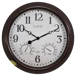 15" Indoor / Outdoor Wall Clock with Temperature and Humidity