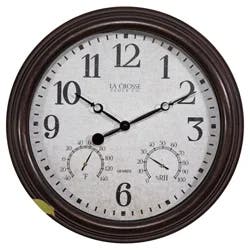 15" Indoor / Outdoor Wall Clock with Temperature and Humidity