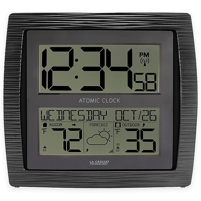slide 1 of 5, La Crosse Technology Curved Atomic Wall Clock with In/Outdoor Temperature - Black, 1 ct
