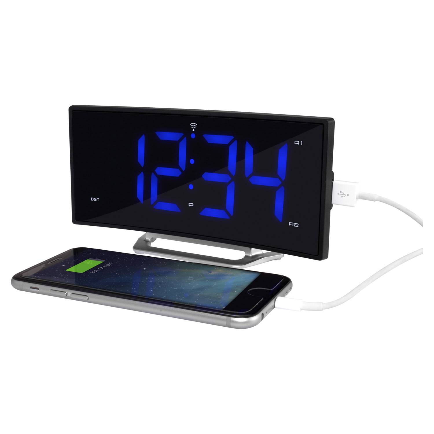 slide 2 of 4, La Crosse Atomic Curved LED Alarm Clock, 1 ct