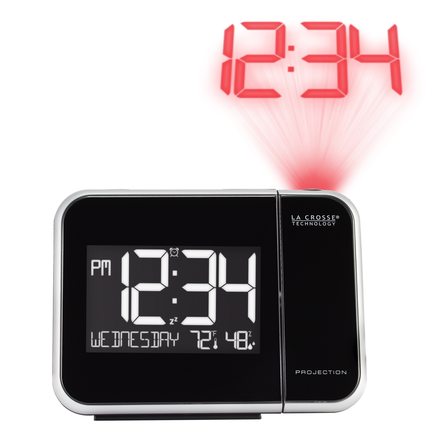 slide 4 of 4, La Crosse Projection Alarm Clock with Indoor Temperature and Humidity, 1 ct