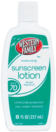 slide 1 of 1, Western Family Sunscreen Lotion SPF 70, 8 oz