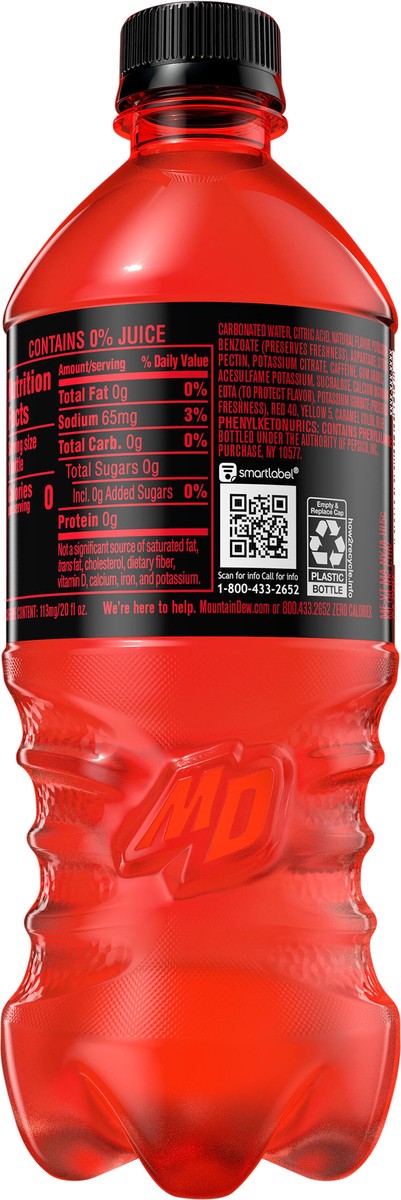 slide 5 of 5, Mountain Dew Zero Sugar Dew Soda Code Red With A Rush Of Cherry - 20 fl oz, 20 fl oz