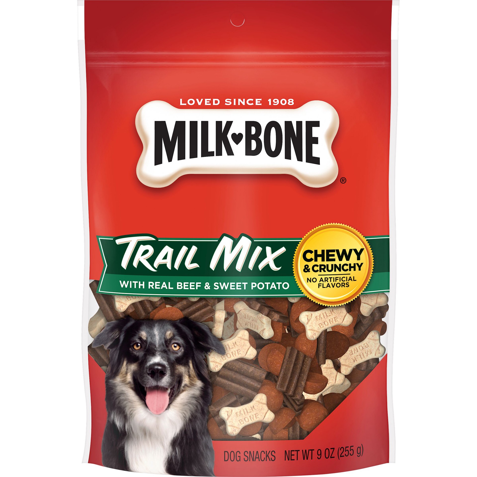 slide 1 of 45, Milk-Bone Trail Mix With Real Beef & Sweet Potato, Crunchy & Chewy Dog Treats, 9 Oz., 9 oz