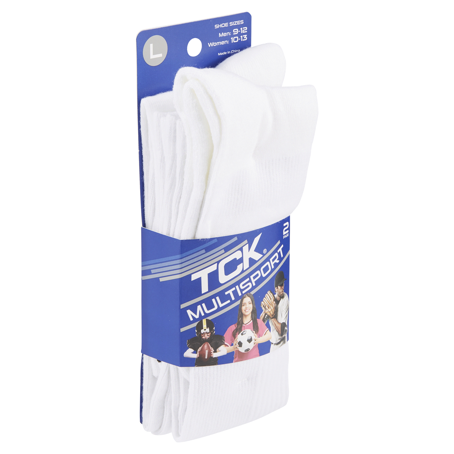 slide 4 of 5, Tck Multisport Team Socks White Large, 1 ct
