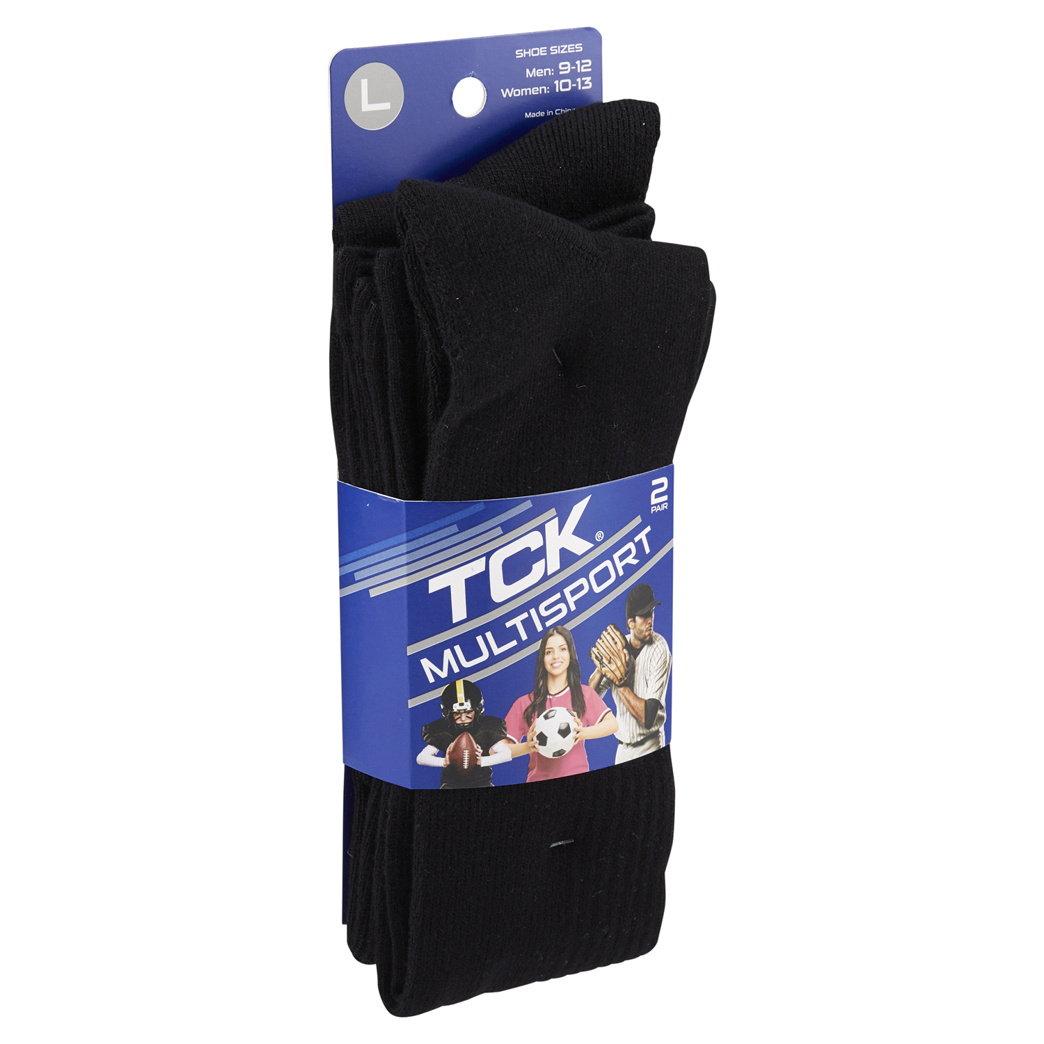 slide 4 of 5, Tck Multisport Team Socks Black Large, 1 ct