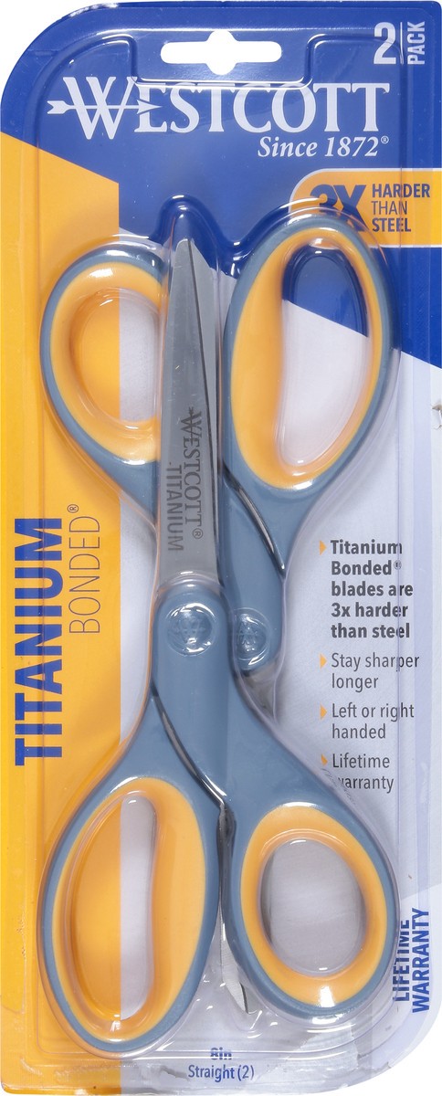 slide 3 of 9, Westcott Titanium Bonded 2 Pack 8 Inch Straight Scissors 2 ea, 2 ct