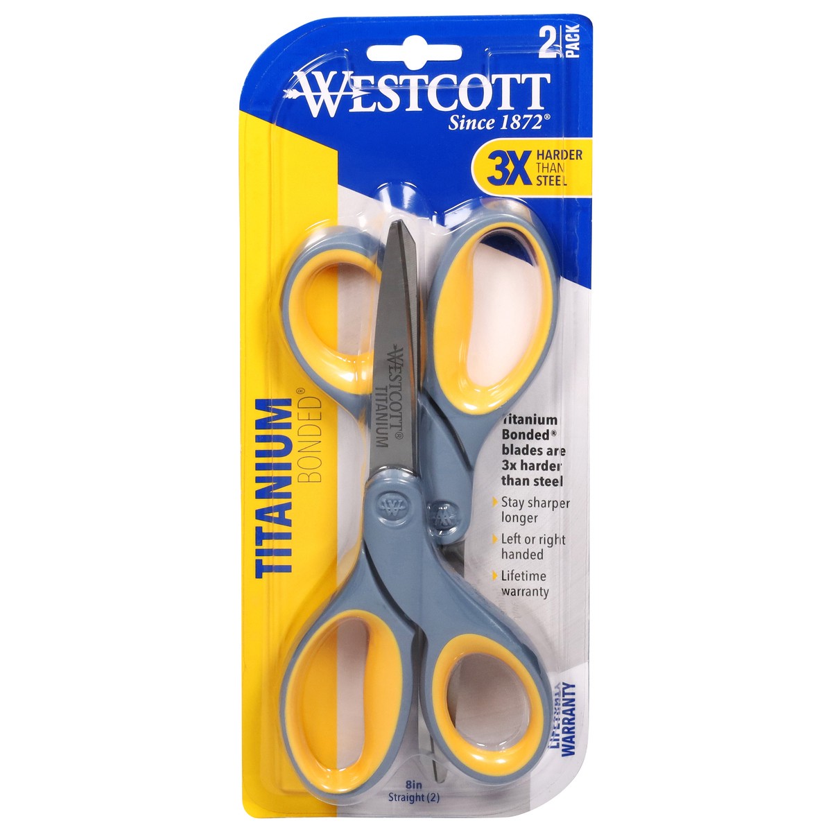 slide 1 of 9, Westcott Titanium Bonded 2 Pack 8 Inch Straight Scissors 2 ea, 2 ct