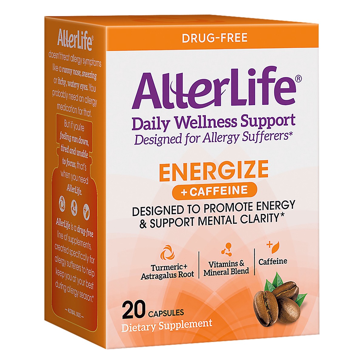 slide 2 of 13, AllerLife Capsules +Caffeine Energize 20 ea, 20 ct