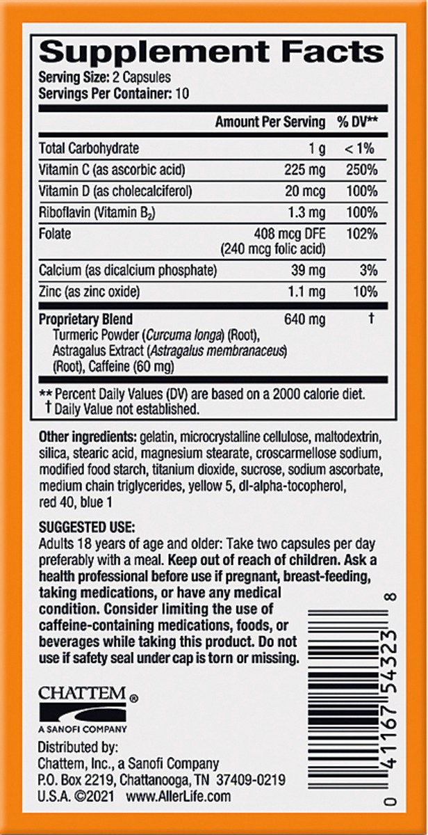 slide 7 of 13, AllerLife Capsules +Caffeine Energize 20 ea, 20 ct