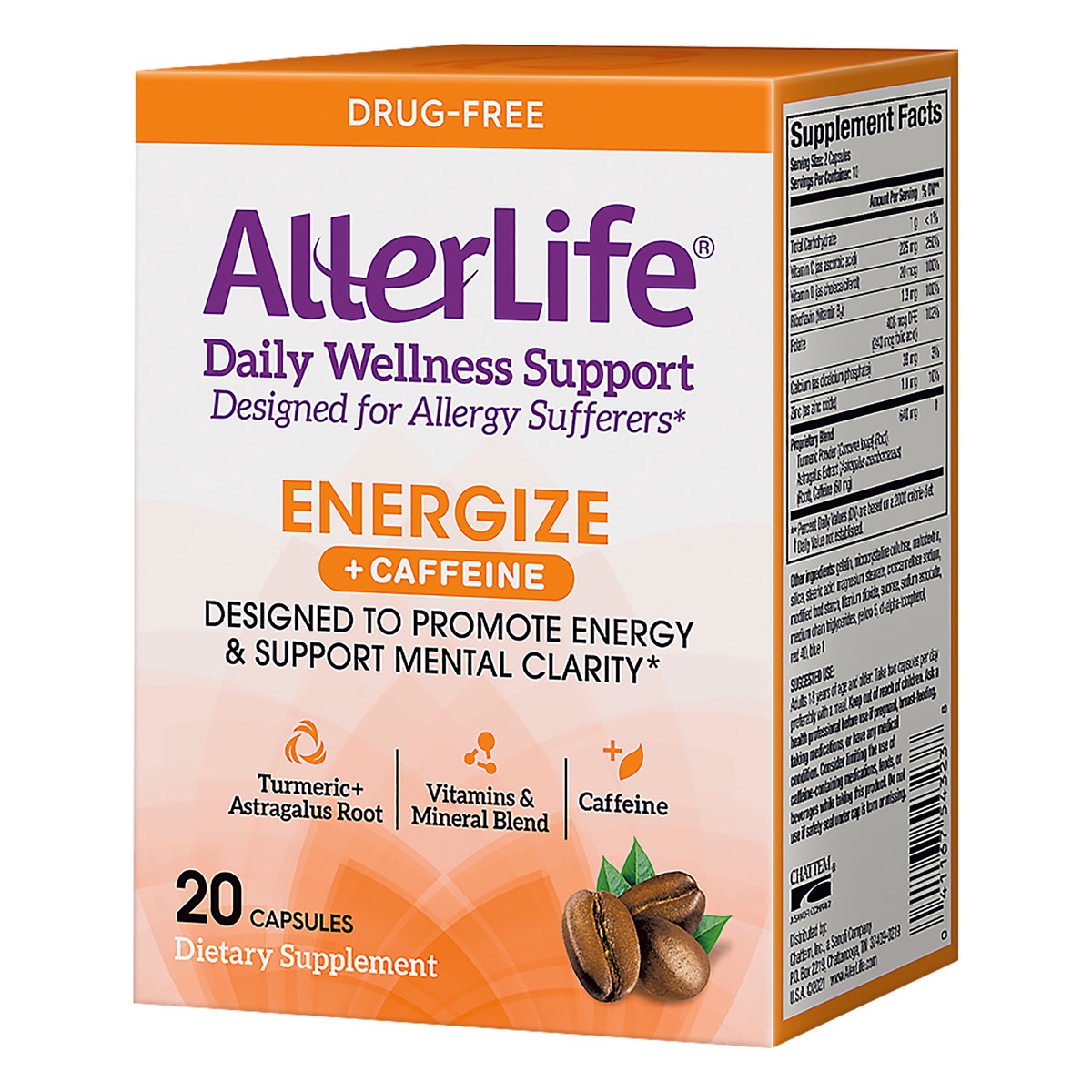 slide 10 of 13, AllerLife Capsules +Caffeine Energize 20 ea, 20 ct