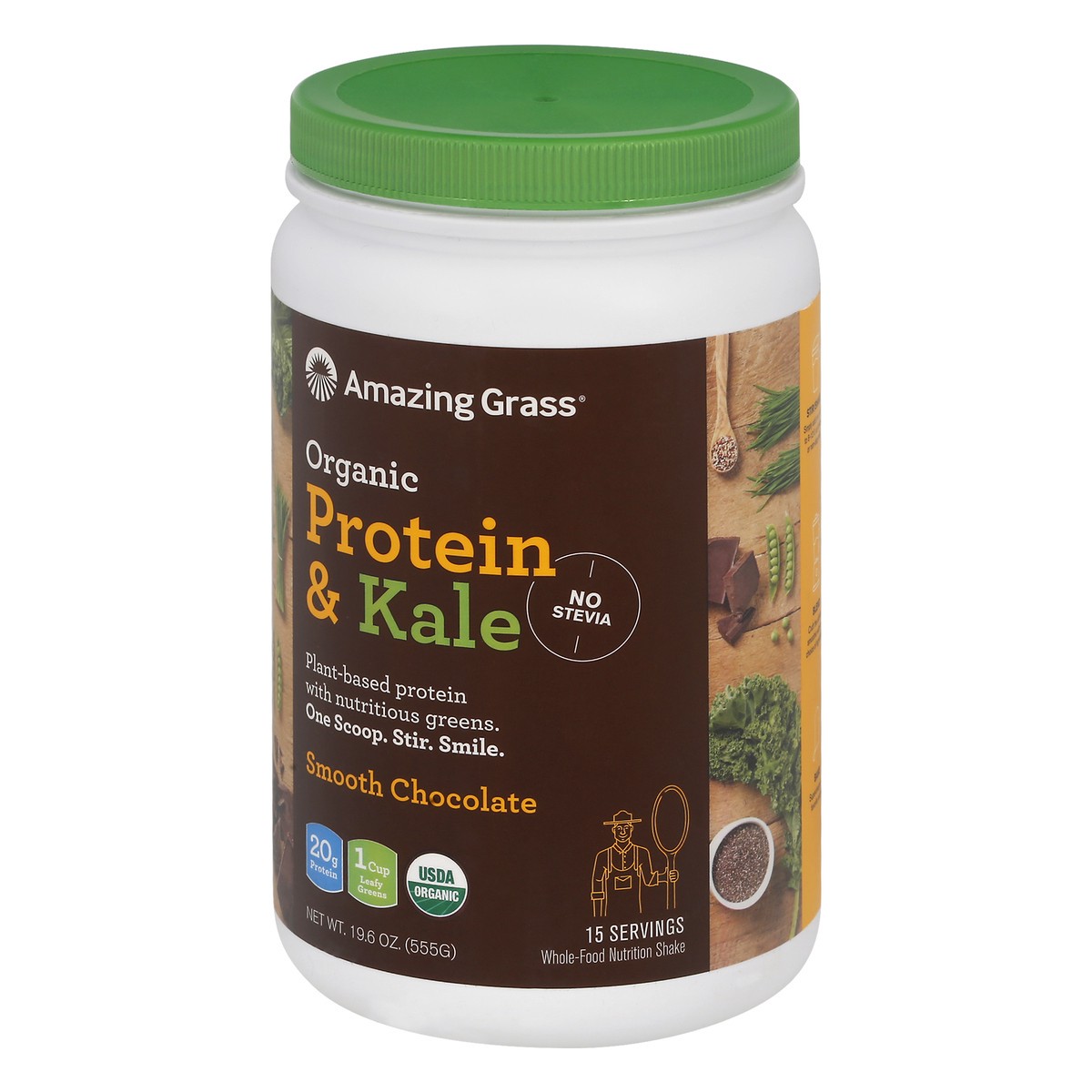 slide 3 of 9, Amazing Grass Organic Smooth Chocolate Protein & Kale 19.6 oz, 19.6 oz