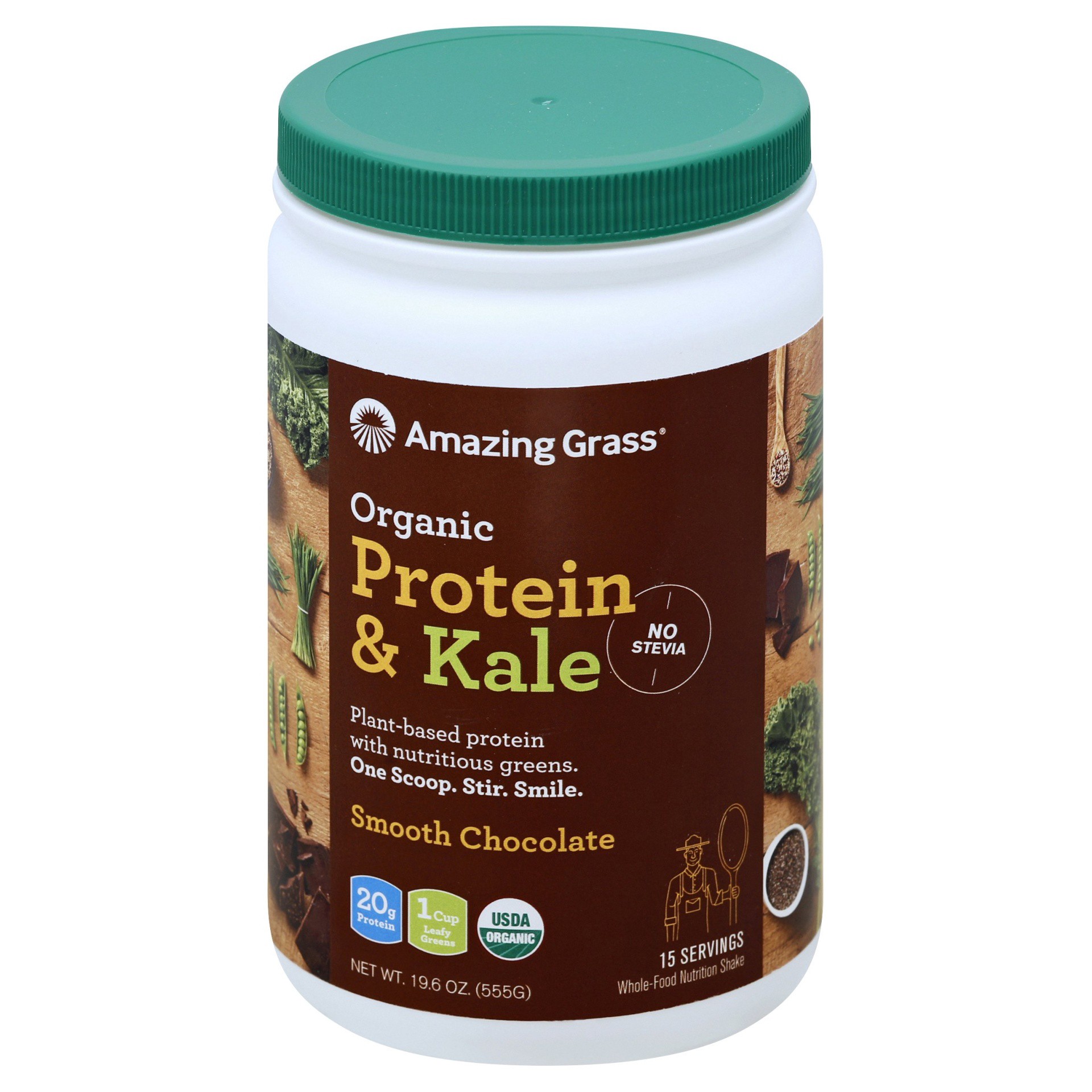 slide 1 of 9, Amazing Grass Organic Smooth Chocolate Protein & Kale 19.6 oz, 19.6 oz