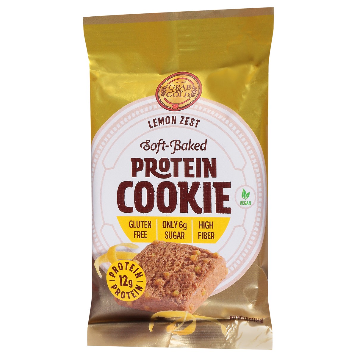 slide 5 of 11, Grab the Gold Soft-Baked Lemon Zest Protein Cookie 1.9 oz Wrapper, 1.9 oz