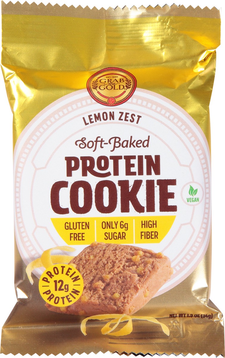 slide 8 of 11, Grab the Gold Soft-Baked Lemon Zest Protein Cookie 1.9 oz Wrapper, 1.9 oz