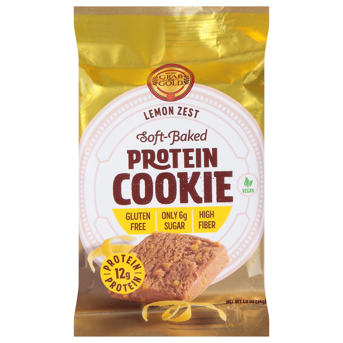 slide 2 of 11, Grab the Gold Soft-Baked Lemon Zest Protein Cookie 1.9 oz Wrapper, 1.9 oz