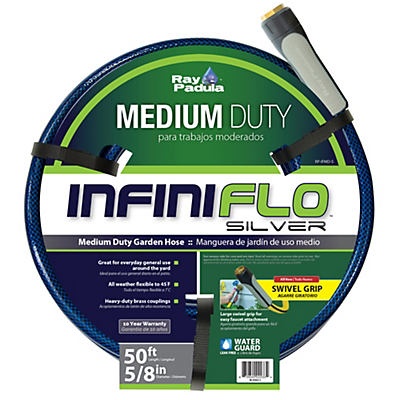 slide 1 of 1, Ray Padula InfiniFlo Silver Medium Duty Garden Hose, 5/8 in., 50 ft