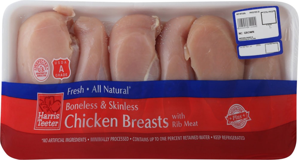 slide 1 of 2, Harris Teeter Boneless Chicken Breast Value Pack, per lb