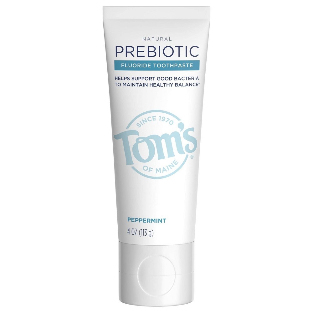 slide 5 of 5, Tom's of Maine Fresh Peppermint Prebiotic Flouride Toothpaste, 4 oz