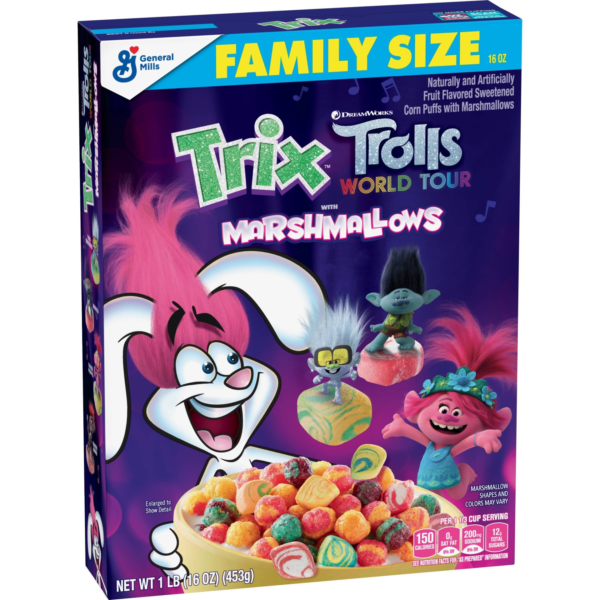 slide 1 of 3, Trix Trolls w/Marshmallow Breakfast Cereal - General Mills, 16.8 oz