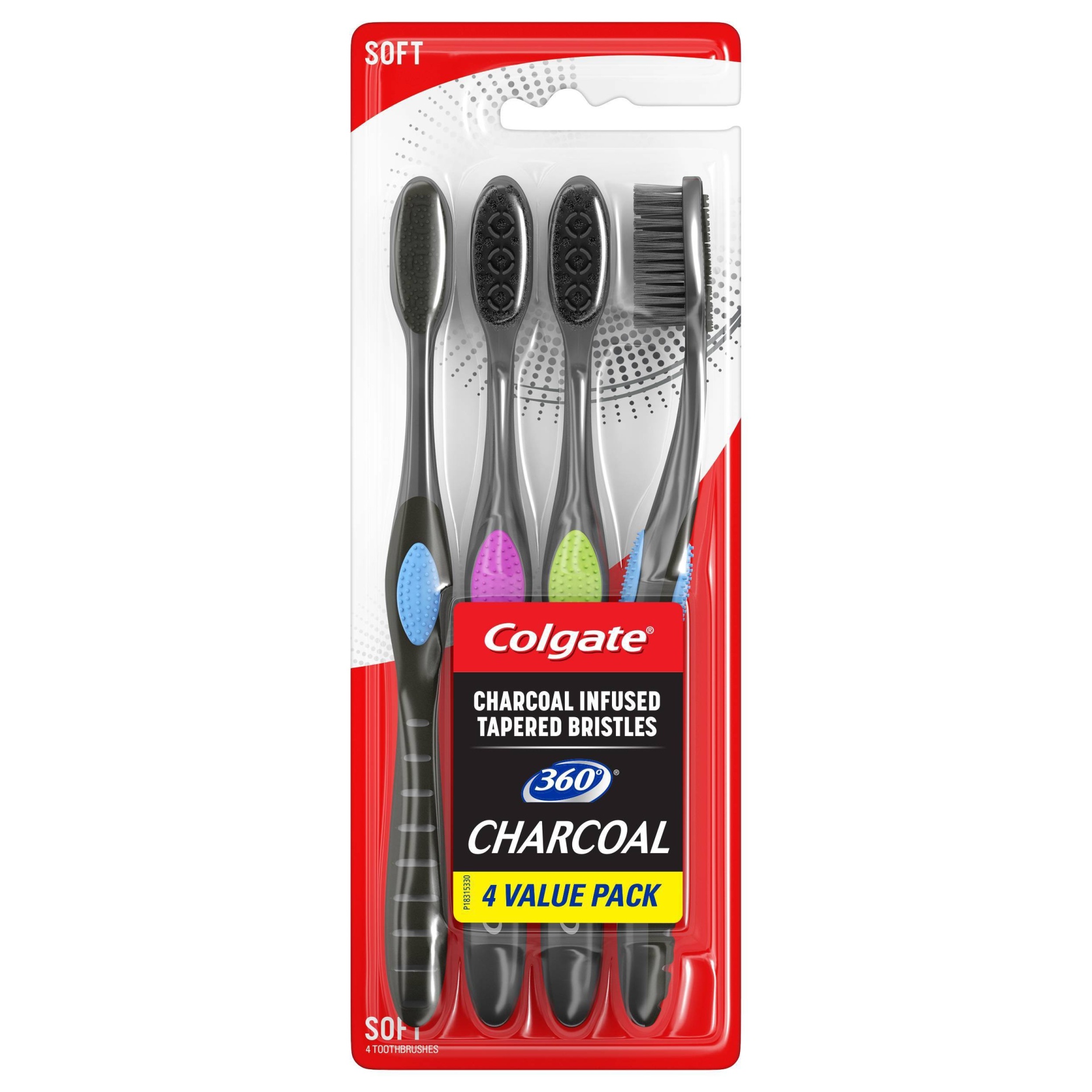 slide 1 of 3, Colgate 360 Charcoal Infused Toothbrush - Soft, 4 ct