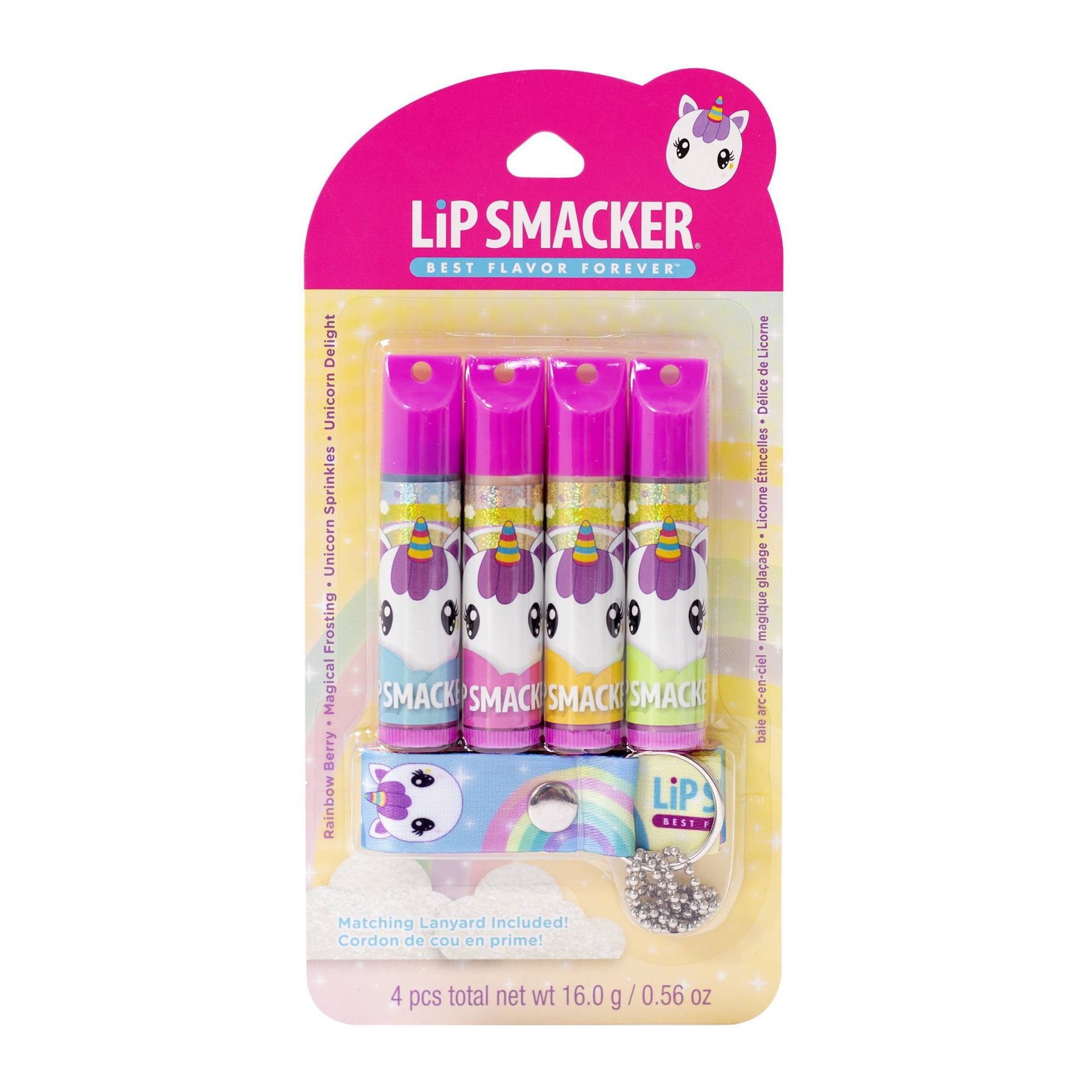 slide 1 of 3, Lip Smacker Lanyard Lip Balm - Unicorn - 4pc/0.56oz, 4 ct, 0.56 oz