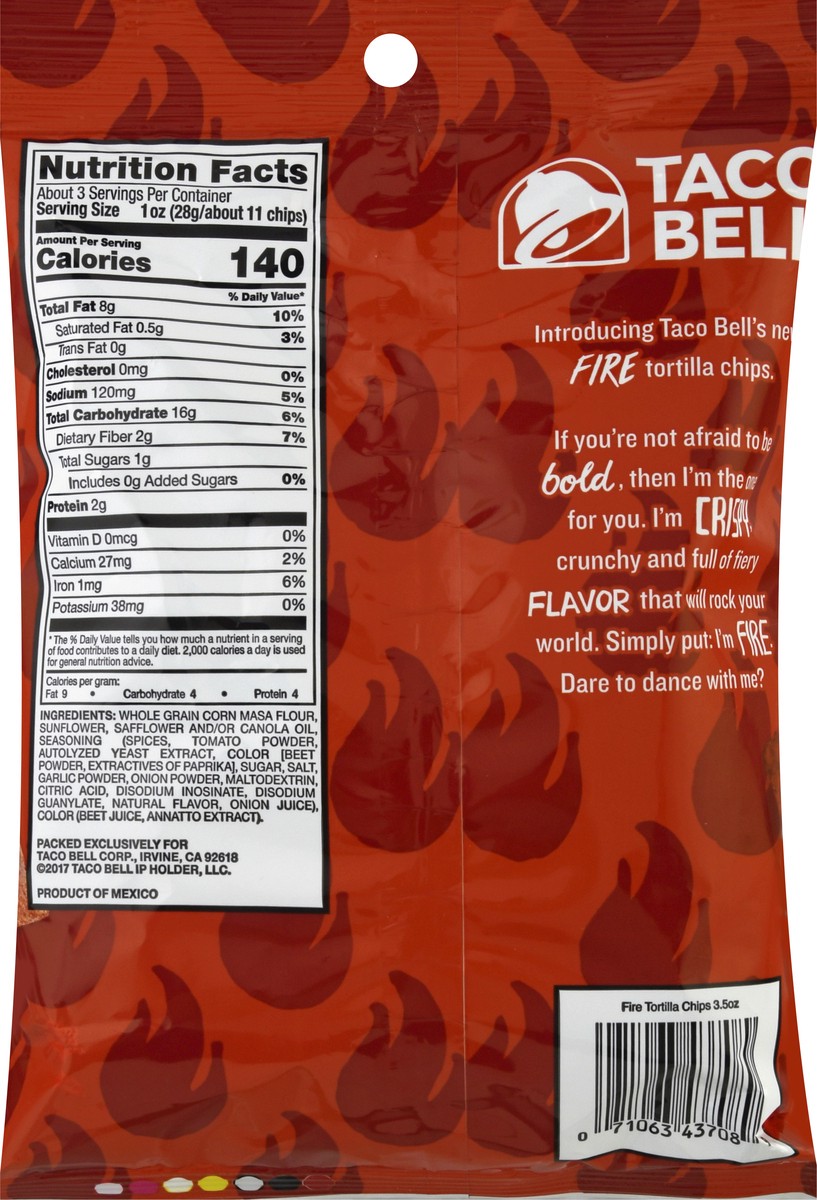 slide 5 of 9, Taco Bell Fire Tortilla Chips 3.5 oz, 3.5 oz