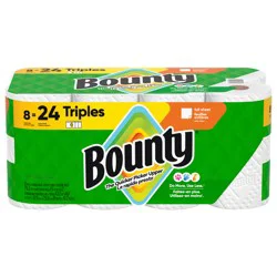Bounty Paper Towels Full Sheet White, 8 Triple Rolls
