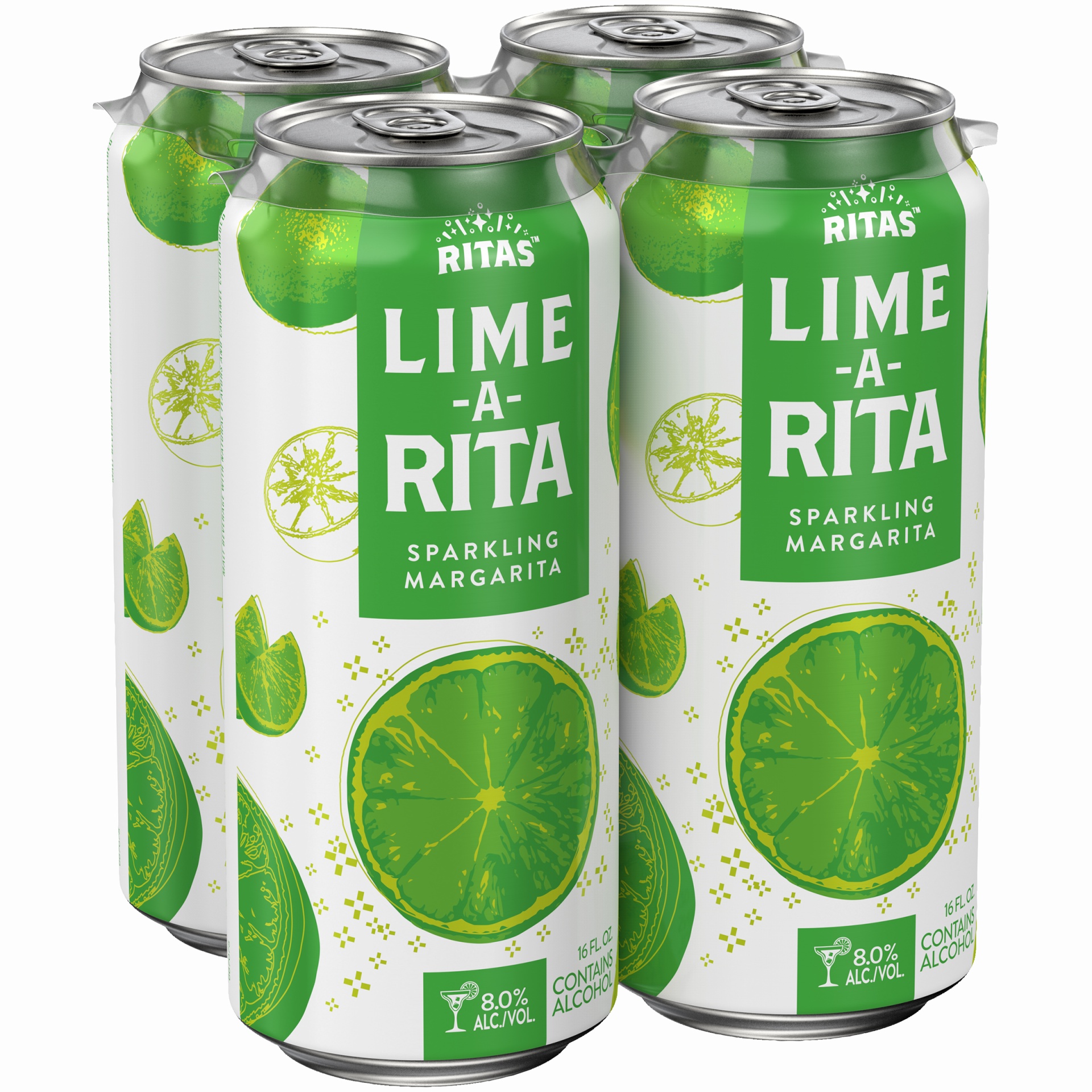 slide 1 of 1, Ritas Lime-A-Rita Malt Beverage, 8% ABV, 4 pk 16 oz