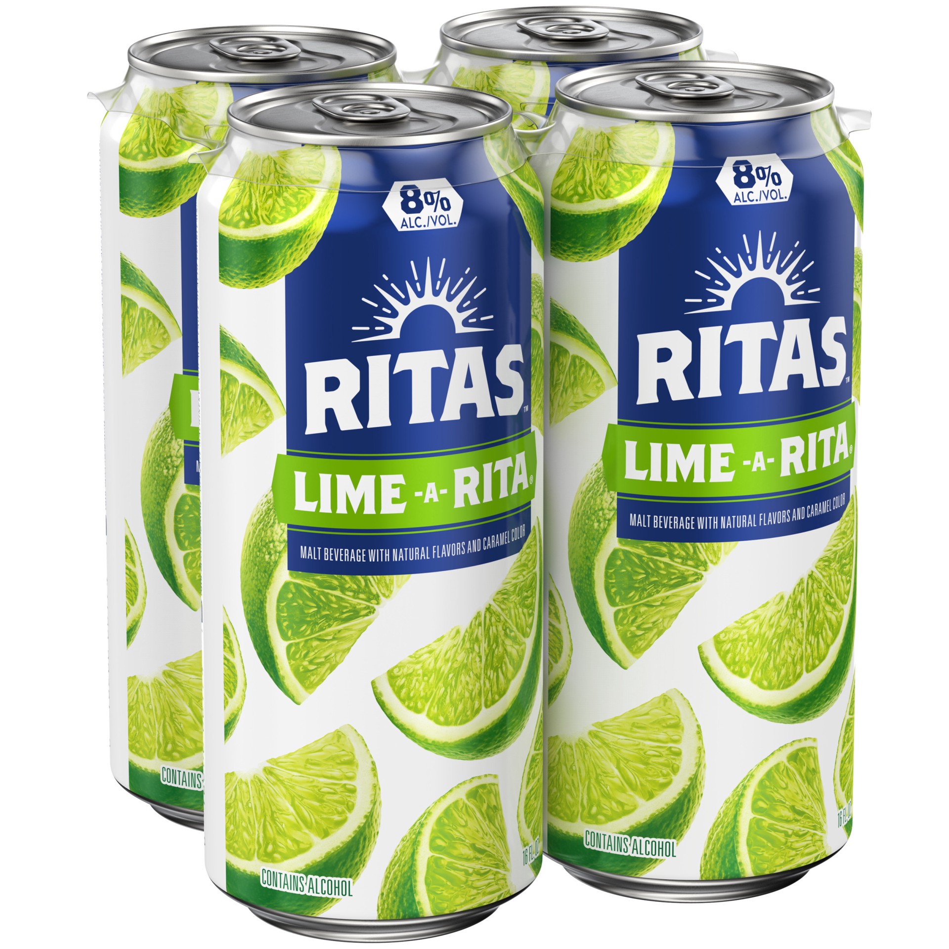 slide 1 of 8, RITAS Ritas™ Classic Lime-A-Rita Malt Beverage, 16 fl. oz. Can, 4 ct; 16 oz