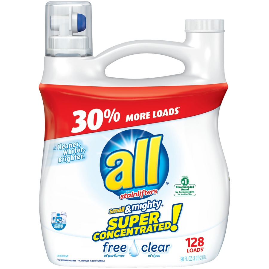 slide 1 of 1, All Small & Mighty Free Clear Laundry Detergent, 96 fl oz