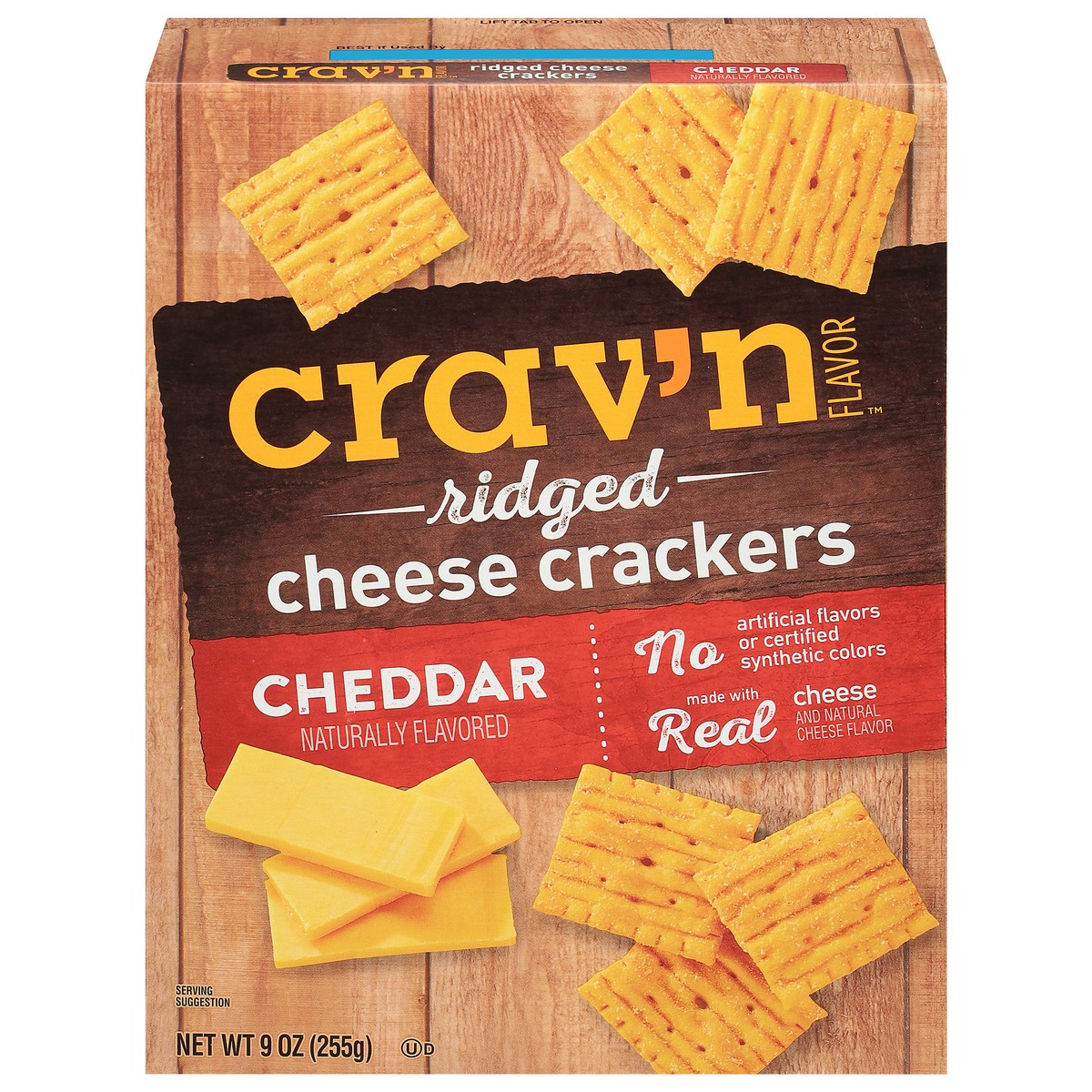 slide 2 of 4, Crav'n Flavor Ridged Cheddar Cheese Crackers 9 oz, 9 oz