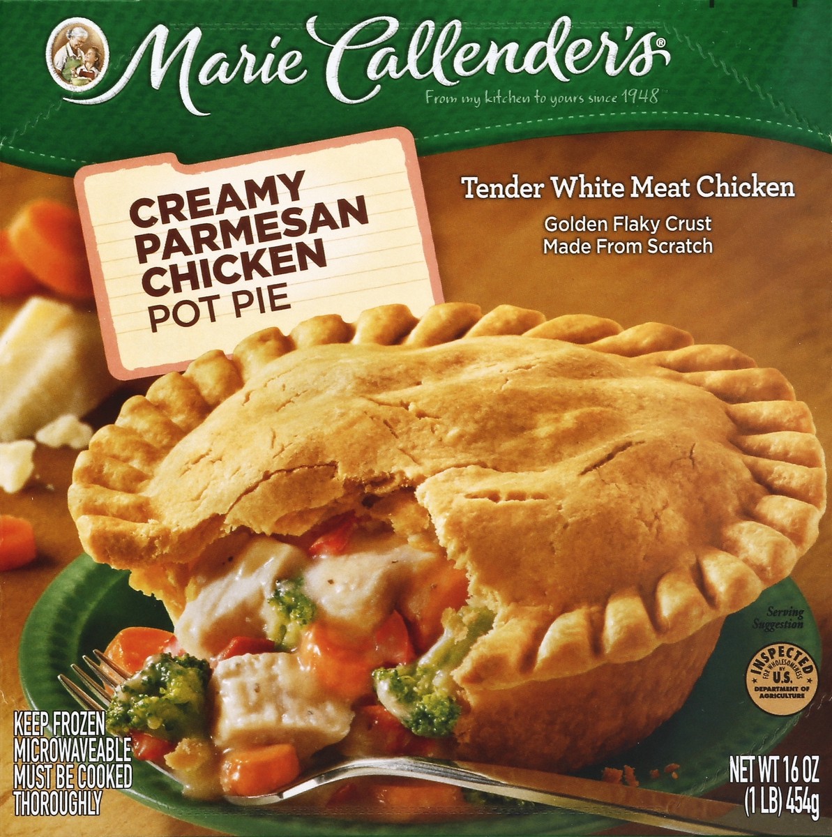 slide 4 of 4, Marie Callender's Marie Callender''s Creamy Parmesan Chicken Pot Pie, 16 Ounce, 16 oz