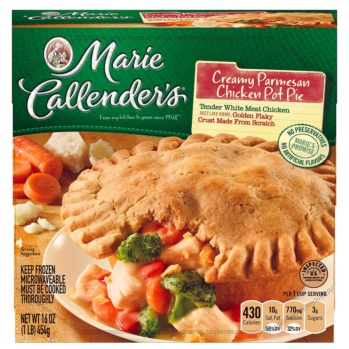 slide 1 of 4, Marie Callender's Marie Callender''s Creamy Parmesan Chicken Pot Pie, 16 Ounce, 16 oz