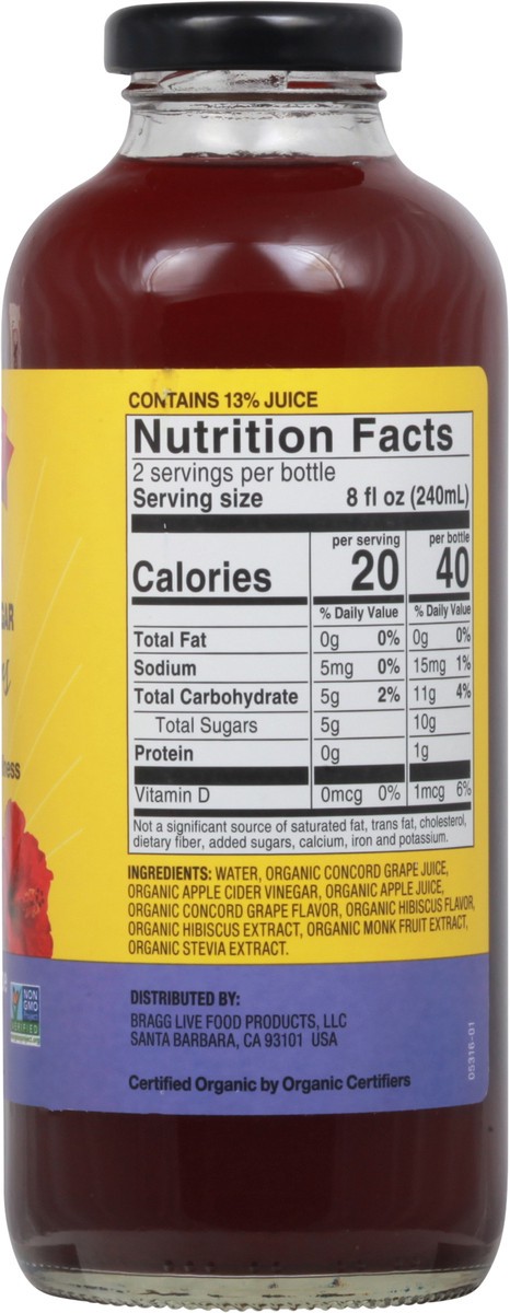 slide 9 of 9, Bragg Refreshers Prebiotic Organic Concord Grape & Hibiscus Apple Cider Vinegar - 16 oz, 16 oz