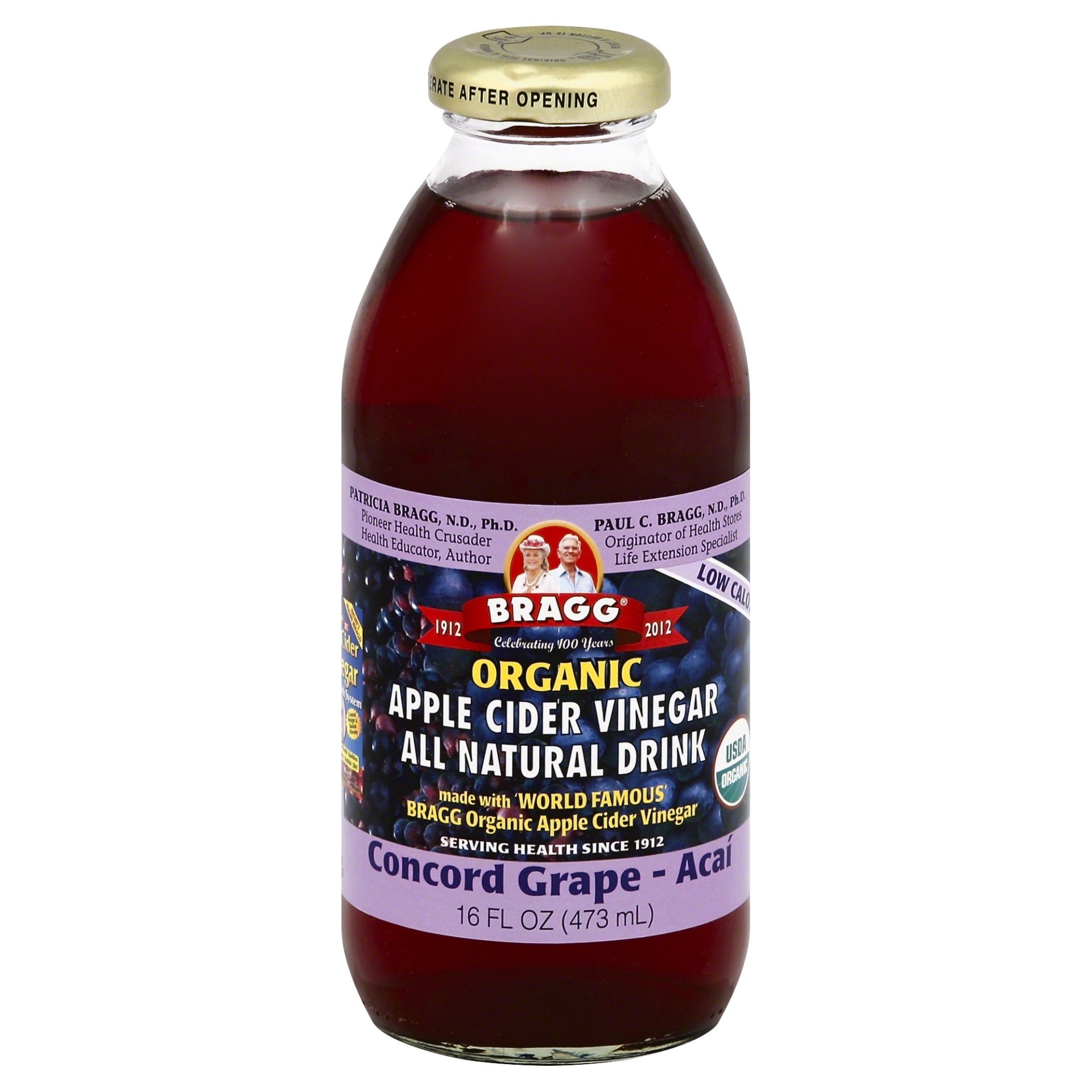 slide 1 of 1, Bragg Organic Apple Cider Vinegar All Natural Drink, Concord Grape-Acai, 16 fl oz