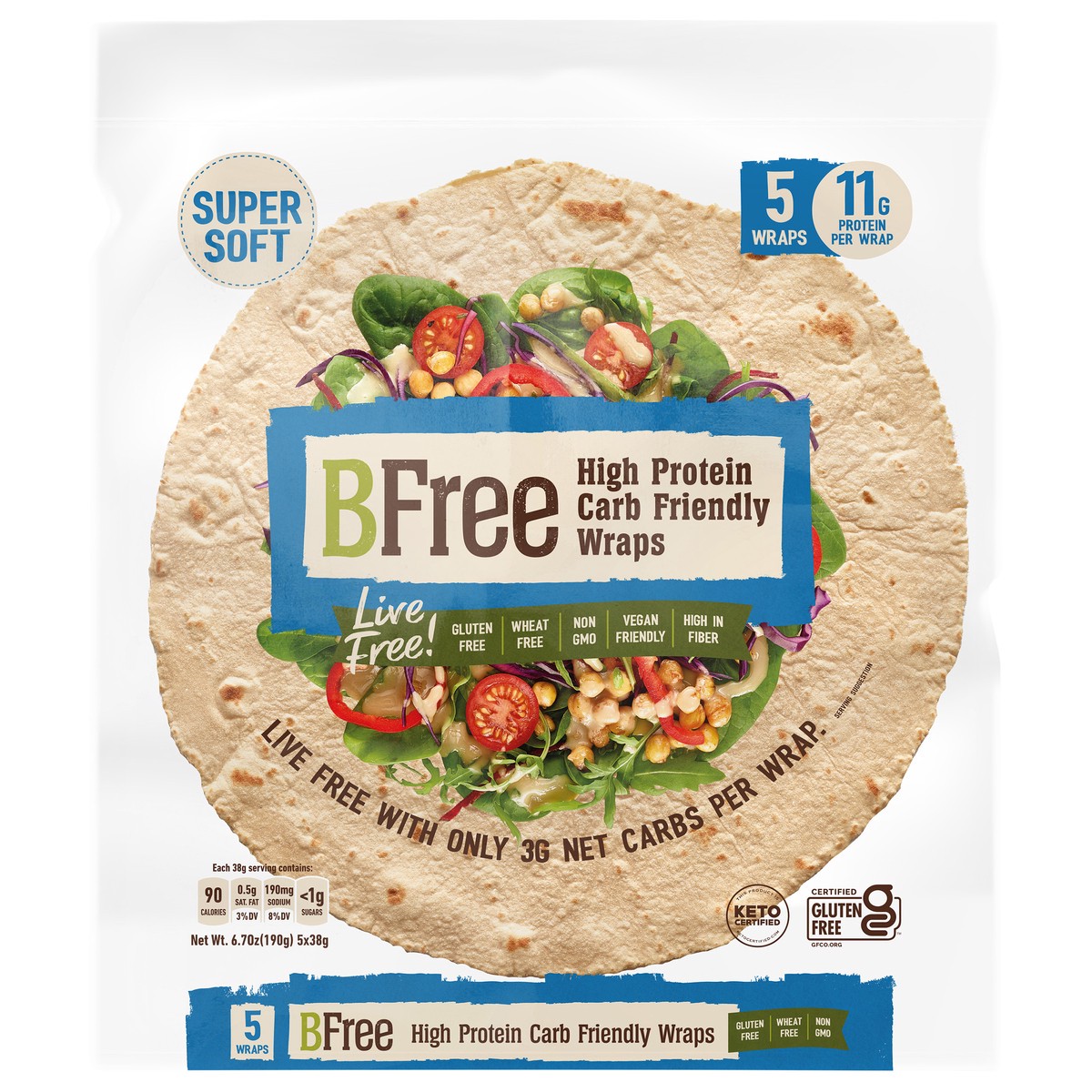 slide 2 of 7, BFree High Protein Carb Friendly Wraps, 6.7 oz, 6.7 oz